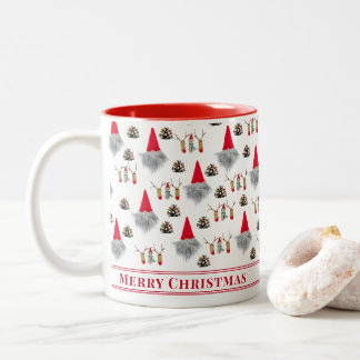 Grandpa Christmas Gift –Gnome & Reindeer Two-Tone Coffee Mug