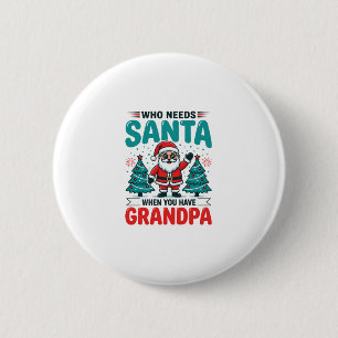 Grandpa Christmas Santa Family 6 Cm Round Badge