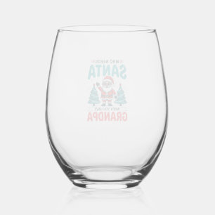Grandpa Christmas Santa Family Stemless Wine Glass
