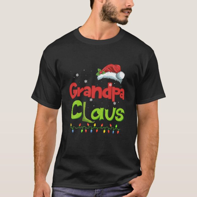 Grandpa Claus Funny Family Santa Pajamas Christmas T-Shirt (Front)