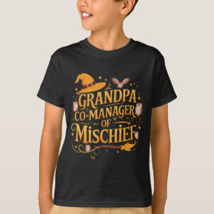Grandpa Co-manager Of Mischief Birthday Family Mat T-Shirt
