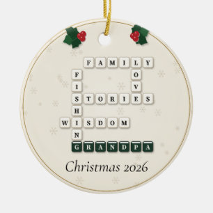 Grandpa Crossword Letter Tiles Holly Year Ceramic Tree Decoration