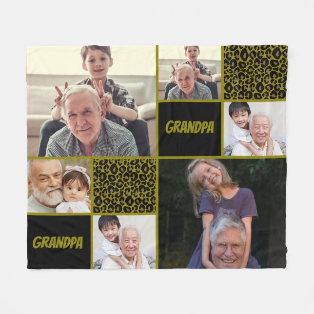  Grandpa Custom Photo Collage  Fleece Blanket (Front (Horizontal))