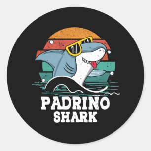 Grandpa Daddy Padrino Shark Spanish Godfather Vint Classic Round Sticker