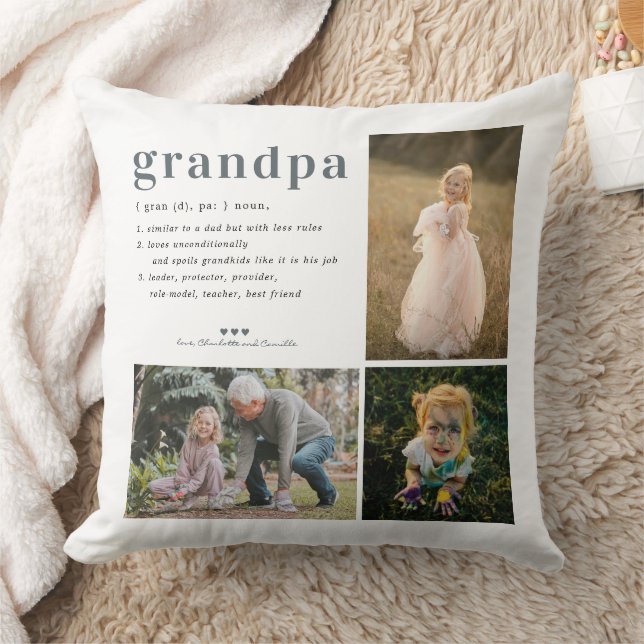 Grandpa Definition | 3 Photo Collage Pillow (Blanket)
