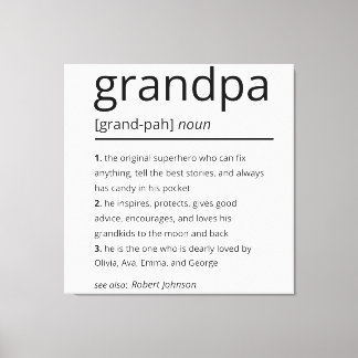 Grandpa Definition, Custom Grandpa Gift Birthday Canvas Print