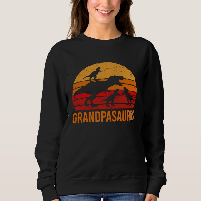 Grandpa Dinosaur Daddy  3 Three Kids Grandpasaurus Sweatshirt (Front)