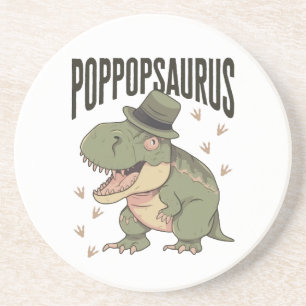 Grandpa Dinosaur Father's Day Poppopsaurus Coaster