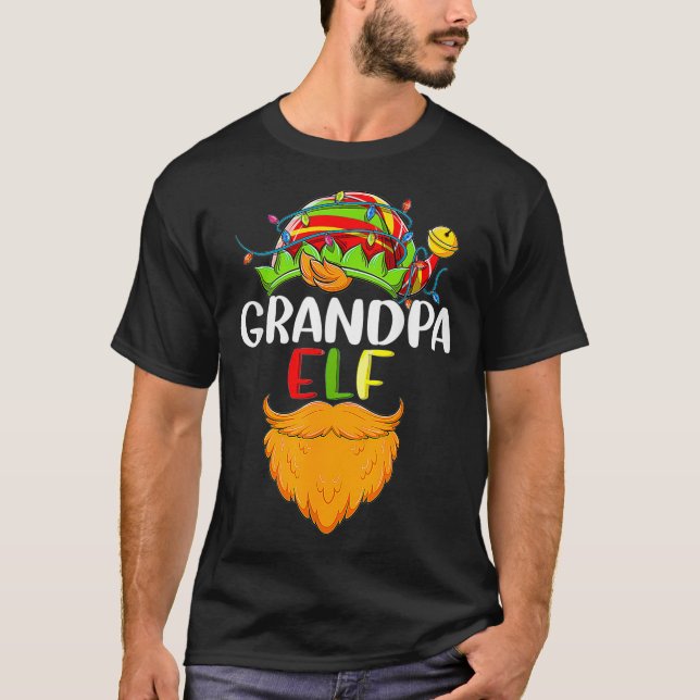 Grandpa ELF Christmas Famiy Matching Pajamas Group T-Shirt (Front)