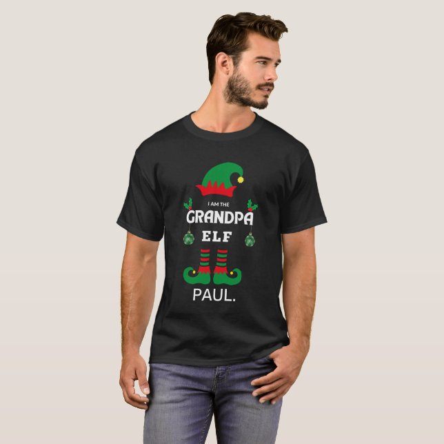 Grandpa elf family matching christmas outfit name  T-Shirt (Front Full)