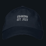 Grandpa Est 2023 Embroidered Baseball Cap<br><div class="desc">Embroidered Grandpa Est 2023 baseball cap. The text is in a white. This grandpa est. 2023 cap would make a unique grandpa announcement,  Christmas gift for grandpa,  birthday gift for grandpa and more.</div>