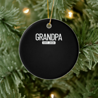 Grandpa Est. 2024 New Grandparent Men's Grandpa Ceramic Tree Decoration