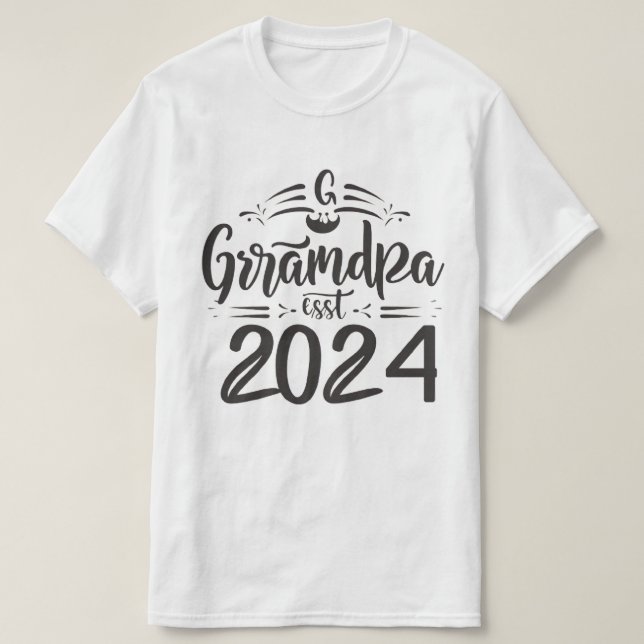 grandpa est 2024, Promoted To Grandpa Est. 2024 T-Shirt (Design Front)