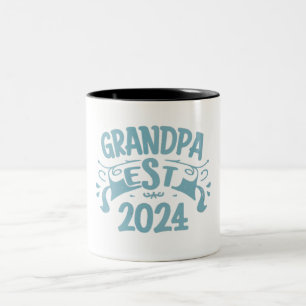 grandpa est 2024, Promoted To Grandpa Est. 2024 Two-Tone Coffee Mug