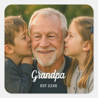 grandpa EST custom photo Square Sticker