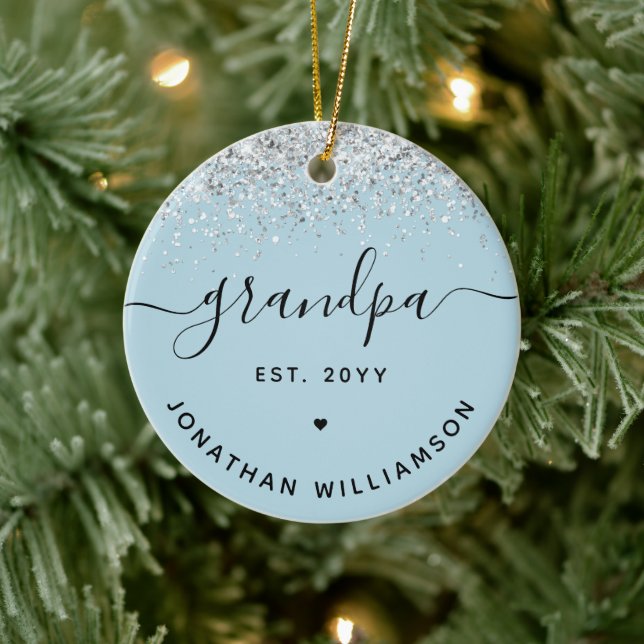 Grandpa Est Glitter Confetti Custom Grandpa Gifts Ceramic Tree Decoration (Tree)