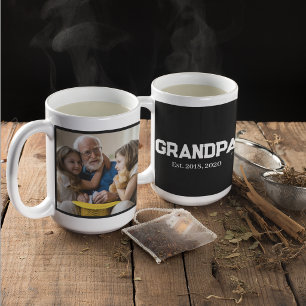 Grandpa Est. White bold simple text photo Coffee Mug