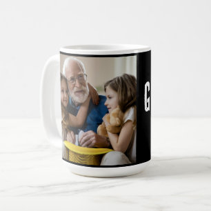 Grandpa Est. White grunge text photo Coffee Mug