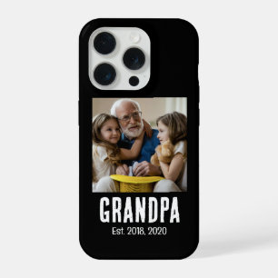 Grandpa Est. White grunge text photo iPhone 15 Pro Case