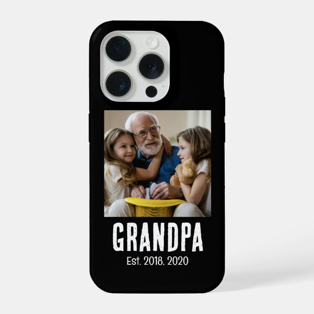 Grandpa Est. White grunge text photo iPhone Case (Back)