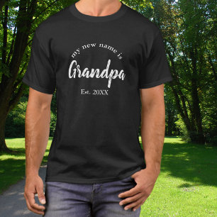 Grandpa Est Year White New Grandbaby Reveal T-Shirt