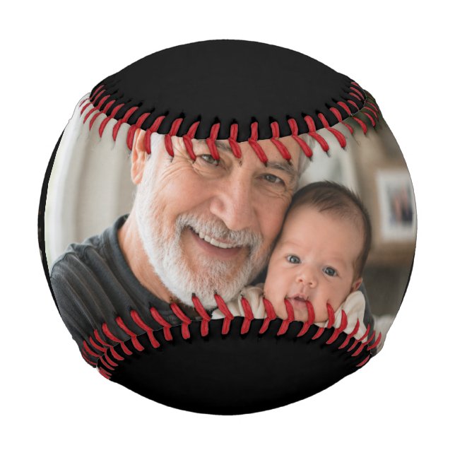 Grandpa Established 3 Photo Black Baseball (Front)