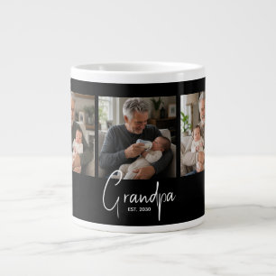 Grandpa Established 3 Photo Black Large Coffee Mug