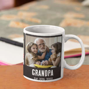 Grandpa established black grunge script 3 photo coffee mug