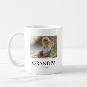 Grandpa Established Black White Modern Photo  Coffee Mug