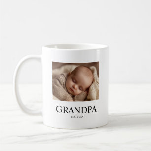 Grandpa Established Black White Modern Photo Coffee Mug