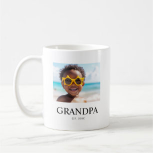 Grandpa Established Black White Modern Photo Coffee Mug