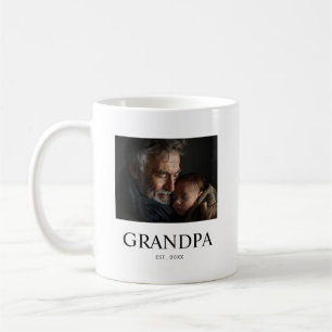 Grandpa Established Black White Modern Photo Coffee Mug
