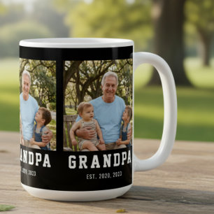 Grandpa Established Bold Black 3 Photo Coffee Mug
