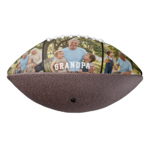 Grandpa Established Bold Modern Black 3 Photo Football