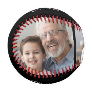 Grandpa Established Bold Typography Black 3 Photo Baseball