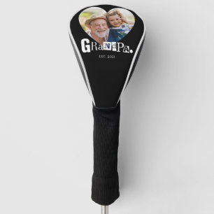 Grandpa Established Grandfather Heart Photo Gift Golf Head Cover
