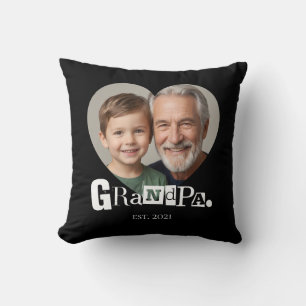 Grandpa Established Grandfather Photo Gift Cushion