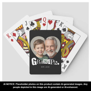 Grandpa Established Grandfather Photo Gift Playing Cards