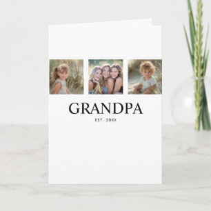 Grandpa Established Modern Grandfather 3 Photo Card