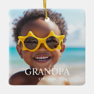 Grandpa Established Modern Photo Ceramic Ornament