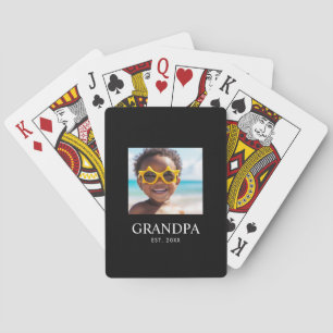 Grandpa Established Modern Photo Playing Cards