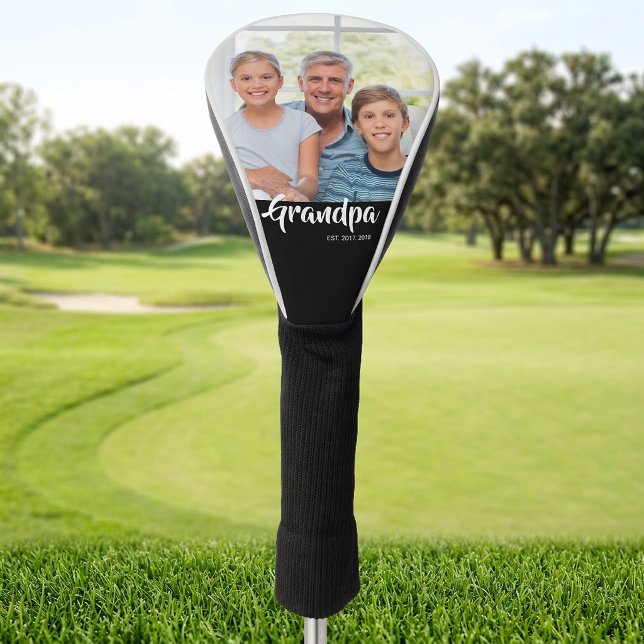 Grandpa Established Modern Script Photo Golf Head Cover (Grandpa Established Modern Script Photo Golf Head Cover)