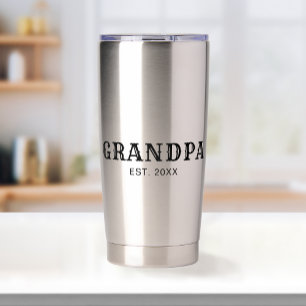 Grandpa Established New Granddad Gift Bold Text Insulated Tumbler