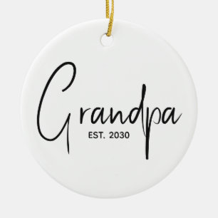 Grandpa Established New Grandpa Gift  Ceramic Tree Decoration