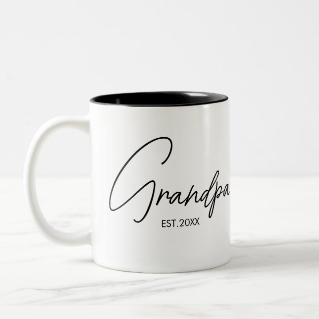 Grandpa Established  Personalised Two-Tone Coffee Mug (Left)
