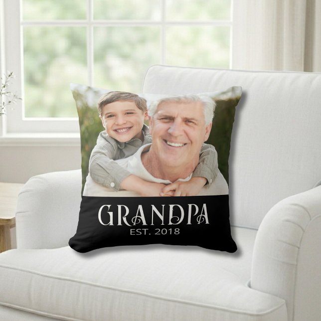 Grandpa Established Photo Gift Cushion (Creator Uploaded)