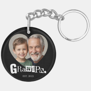 Grandpa Established Photo Gift For Grandfather Key Ring