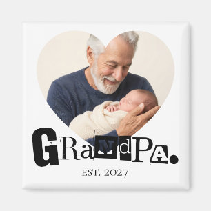 Grandpa Established Photo Gift For Grandfather Magnet