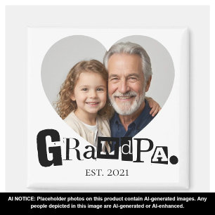 Grandpa Established Photo Gift For Grandfather Magnet