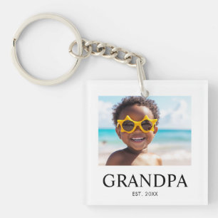 Grandpa Established Photo Gift Key Ring